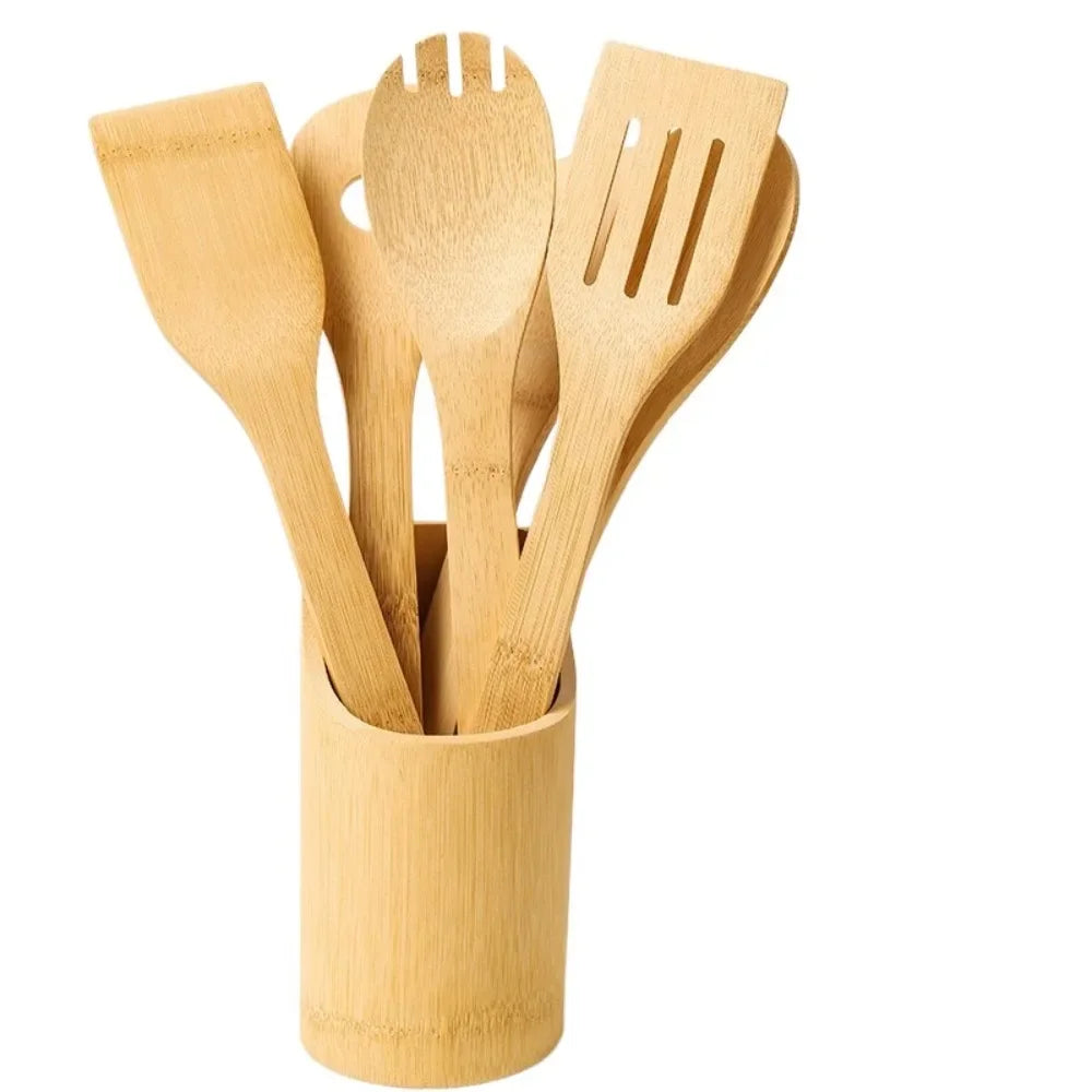 Bamboo Cooking Utensil Set — 3 Piece, Non-Stick Safe
