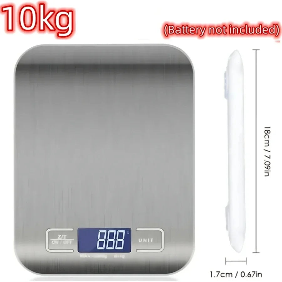 Stainless Steel Digital Kitchen Scale — 5kg Capacity, 1g Precision