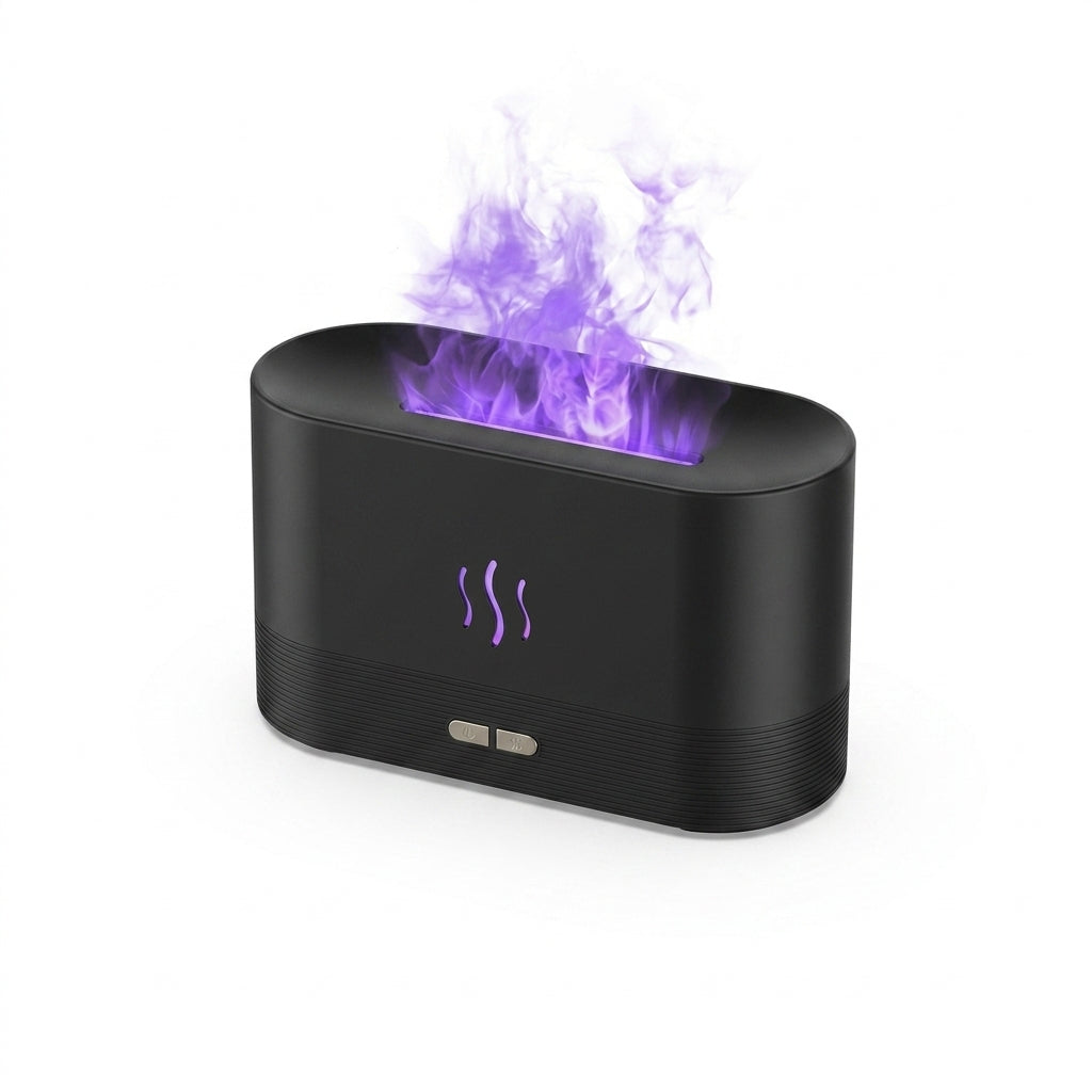 Flame-Effect Aroma Diffuser — 180ml, 7-Colour Light
