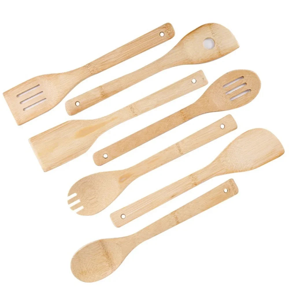 Bamboo Cooking Utensil Set — 3 Piece, Non-Stick Safe