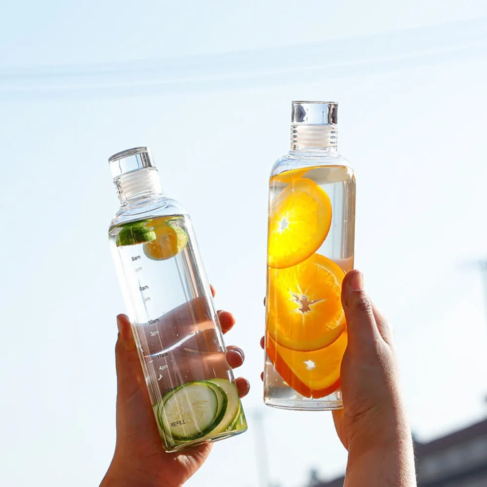 Reusable Glass Water Bottle with Leak-Proof Lid