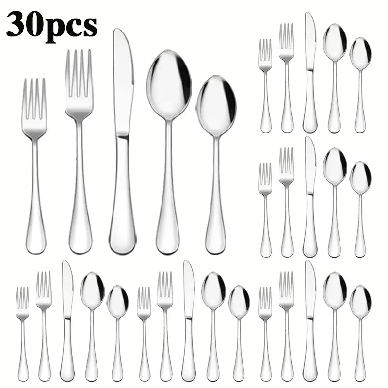 Stainless Steel Cutlery Set — 30 Piece Household Set