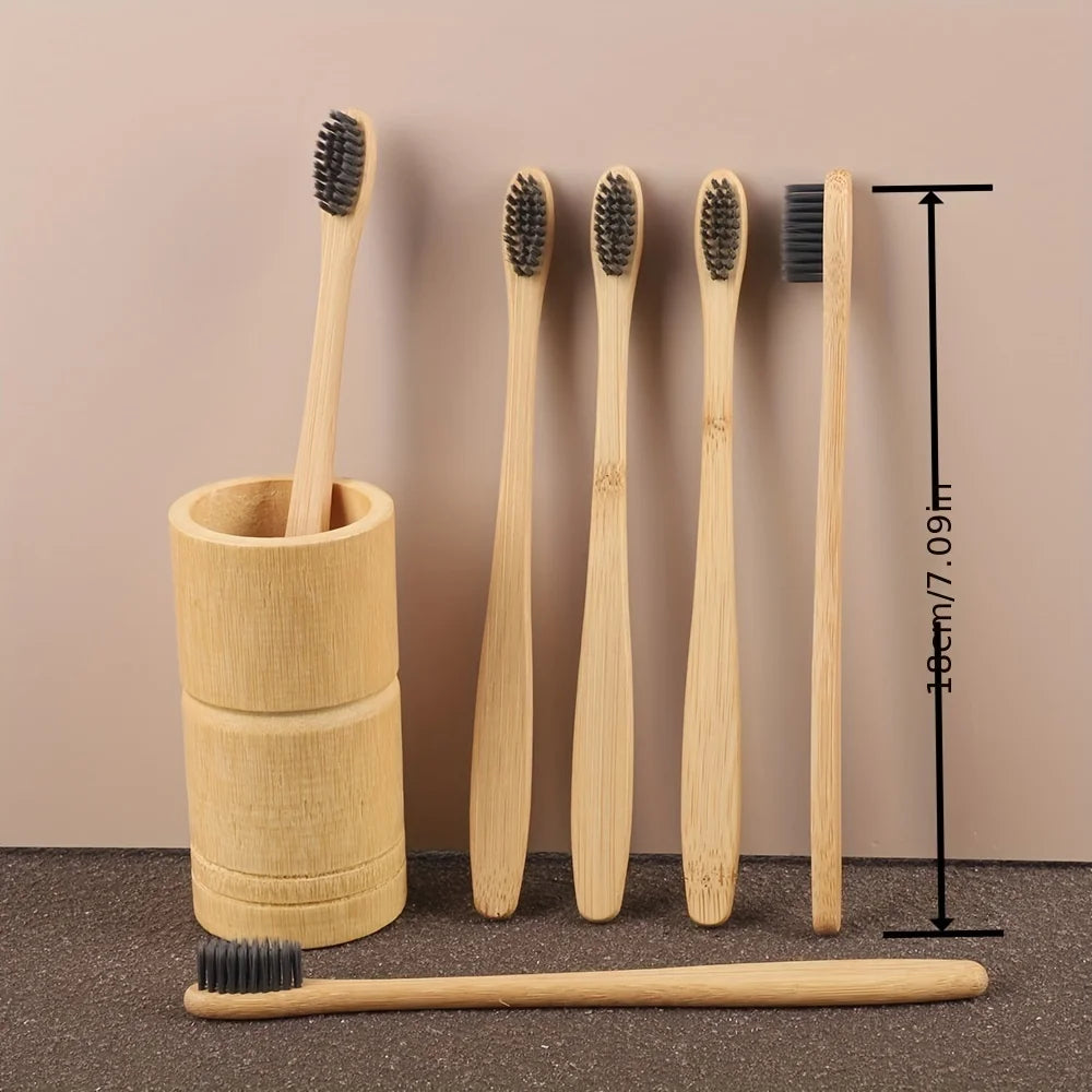 Bamboo Toothbrushes (6 Pack) — Soft Bristles, Plastic-Free