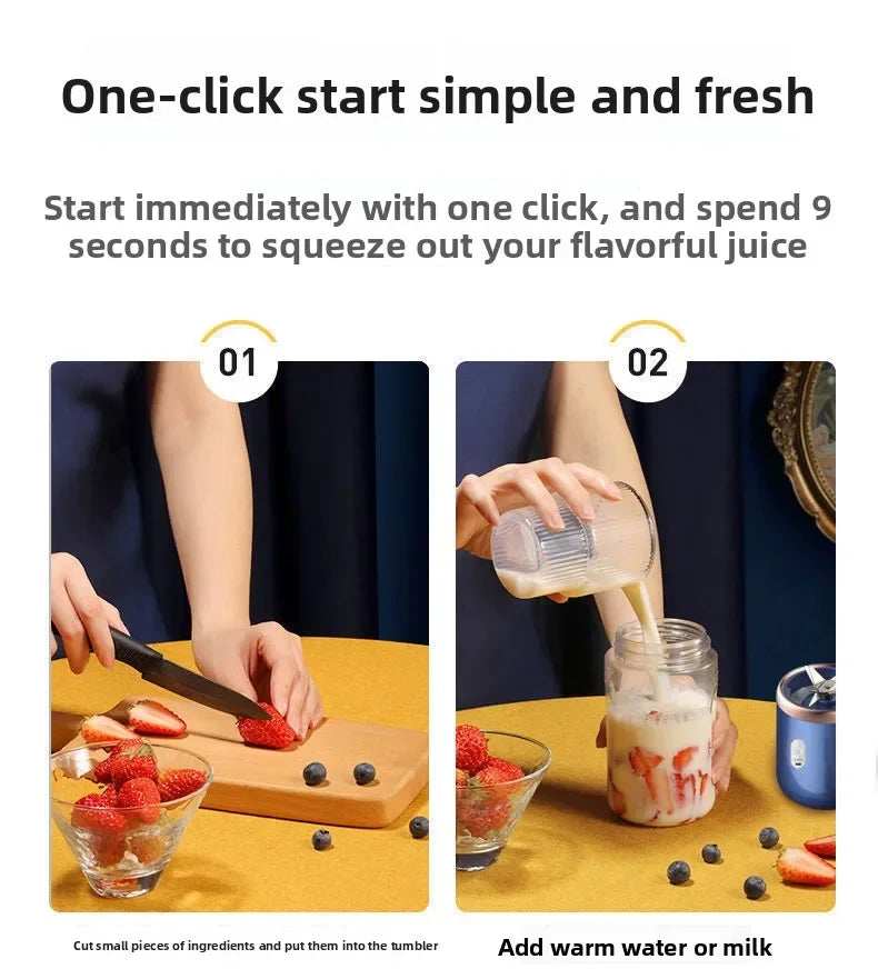 Portable Blender Bottle — USB Rechargeable, 6-Blade Personal Juicer