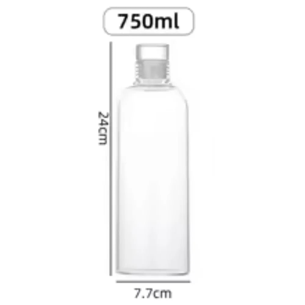 Reusable Glass Water Bottle with Leak-Proof Lid