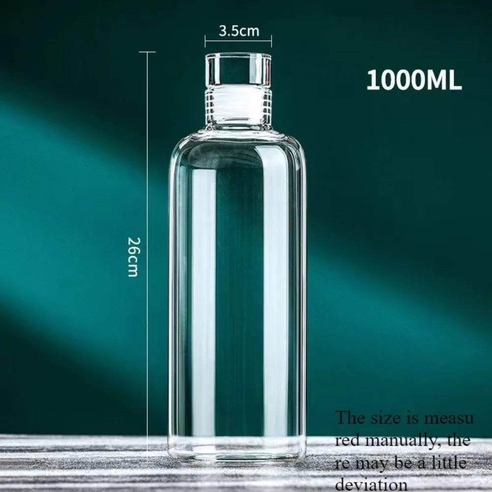Reusable Glass Water Bottle with Leak-Proof Lid