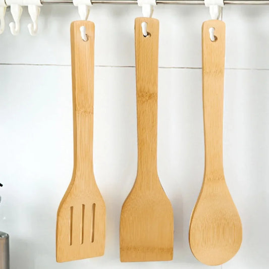 Bamboo Cooking Utensil Set — 3 Piece, Non-Stick Safe