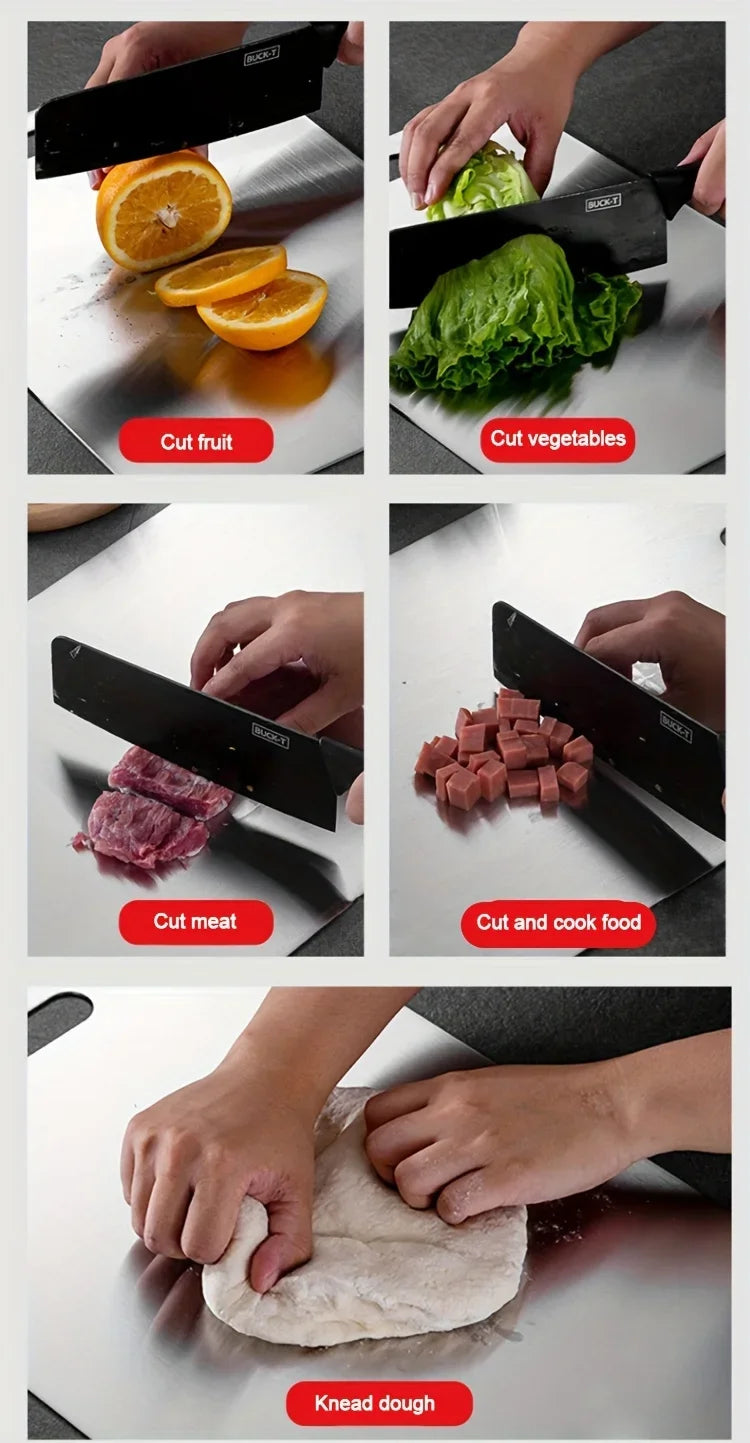 Stainless Steel Cutting Board Set (2pc) — BPA-Free & Rust-Proof