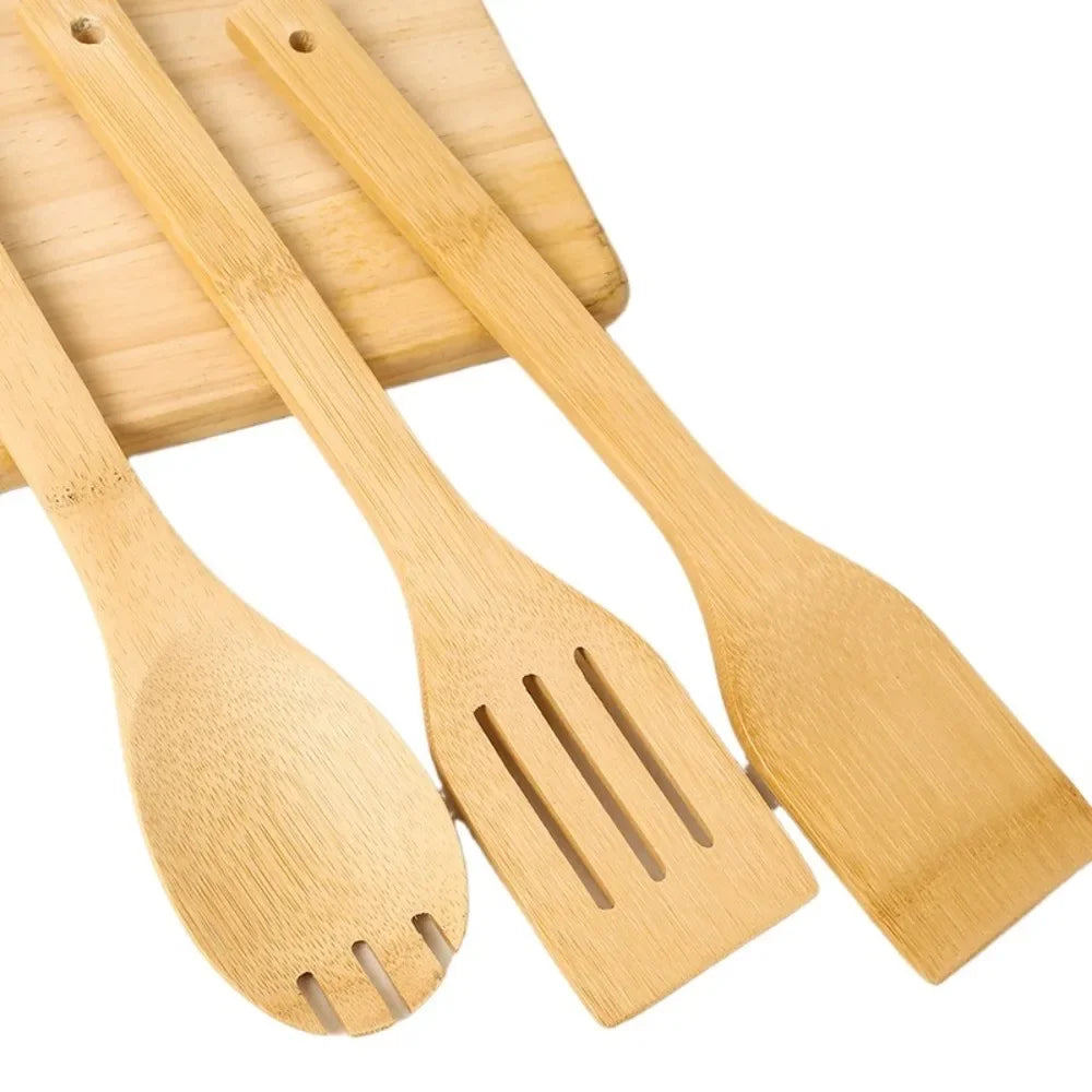 Bamboo Cooking Utensil Set — 3 Piece, Non-Stick Safe