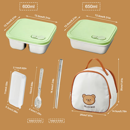 304 Stainless Steel Lunch Box — 600ml & 650ml Bento