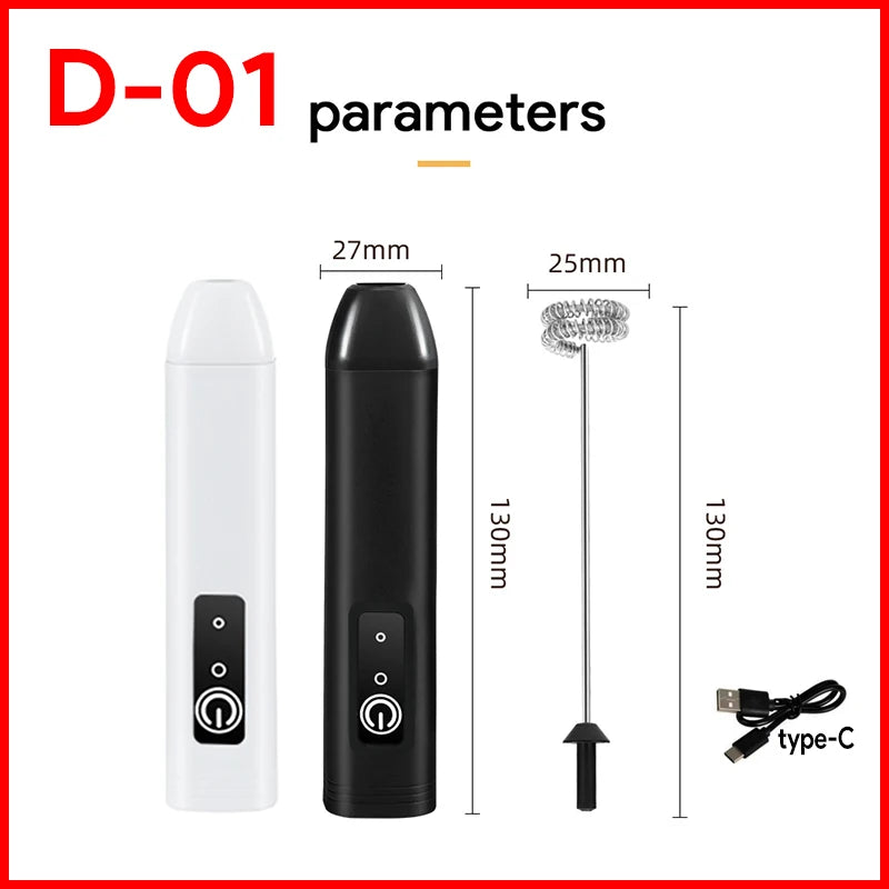 Rechargeable Electric Milk Frother — 3-Speed Handheld Whisk