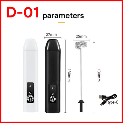 Rechargeable Electric Milk Frother — 3-Speed Handheld Whisk