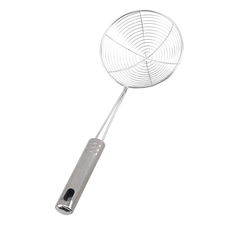 Stainless Steel Skimmer — Fine-Mesh Oil &amp; Food Strainer