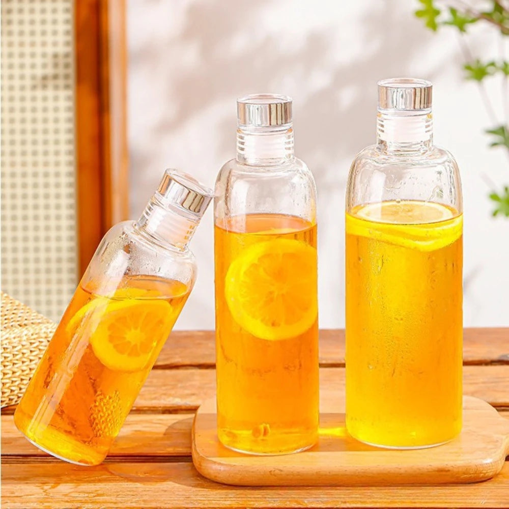 Reusable Glass Water Bottle with Leak-Proof Lid