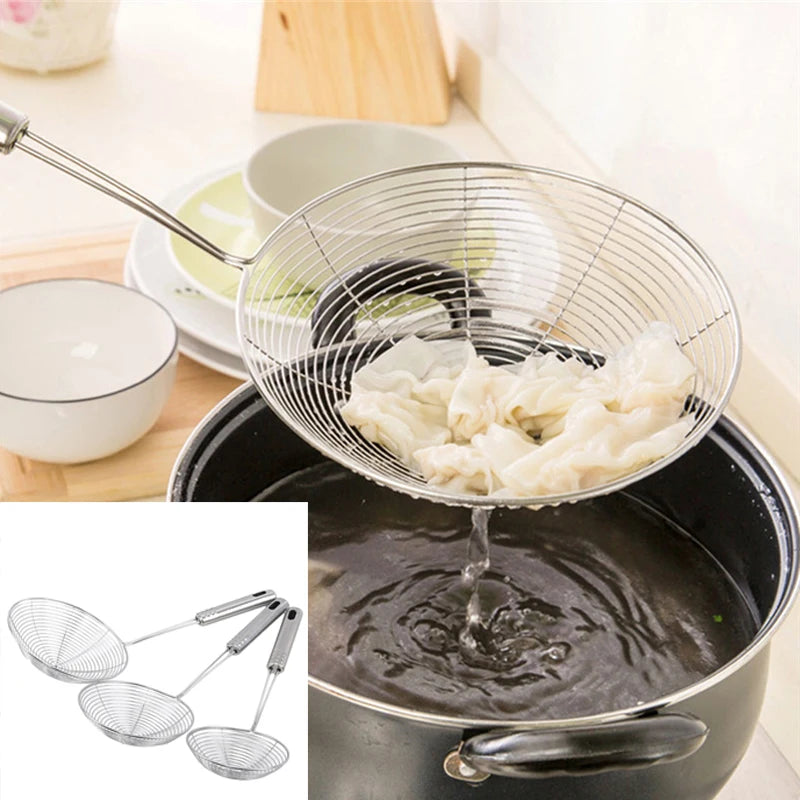 Stainless Steel Skimmer — Fine-Mesh Oil &amp; Food Strainer