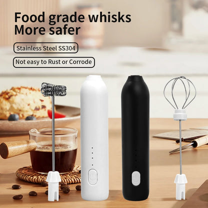 Rechargeable Electric Milk Frother — 3-Speed Handheld Whisk