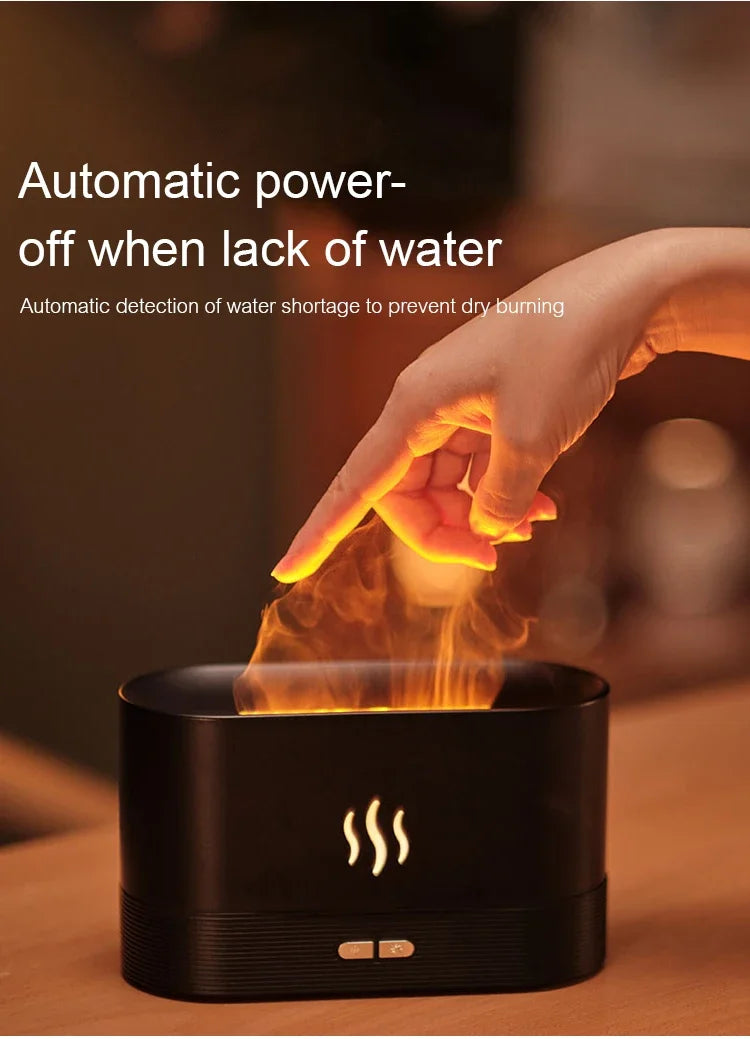 Flame-Effect Aroma Diffuser — 180ml, 7-Colour Light