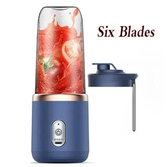 Portable Blender Bottle — USB Rechargeable, 6-Blade Personal Juicer