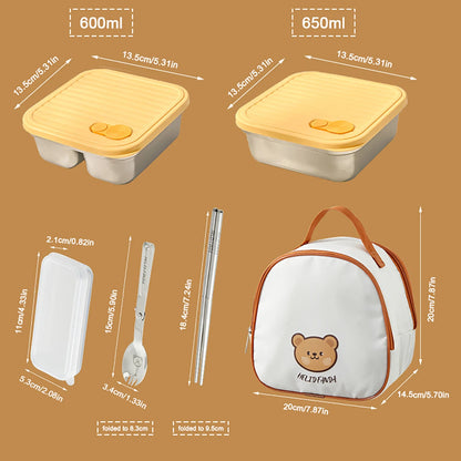 304 Stainless Steel Lunch Box — 600ml & 650ml Bento