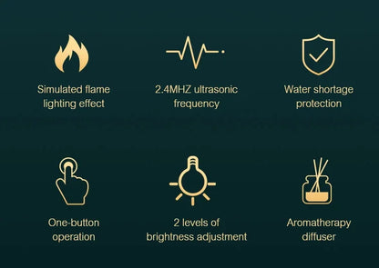 Flame-Effect Aroma Diffuser — 180ml, 7-Colour Light