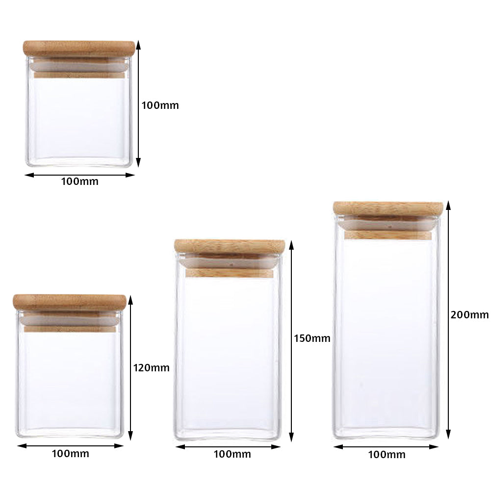 Airtight Glass Storage Jar with Wooden Lid
