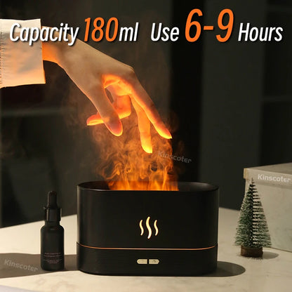 Flame-Effect Aroma Diffuser — 180ml, 7-Colour Light
