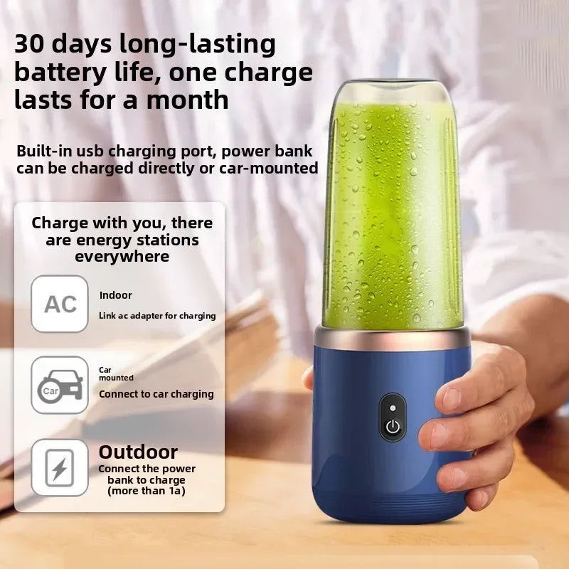 Portable Blender Bottle — USB Rechargeable, 6-Blade Personal Juicer