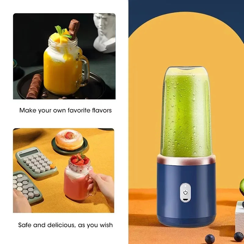 Portable Blender Bottle — USB Rechargeable, 6-Blade Personal Juicer