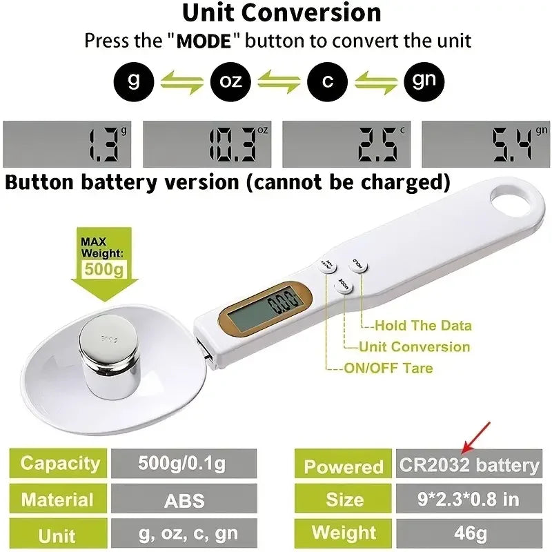Digital Spoon Scale — 0.1g Precision for Coffee, Spices &amp; Baking