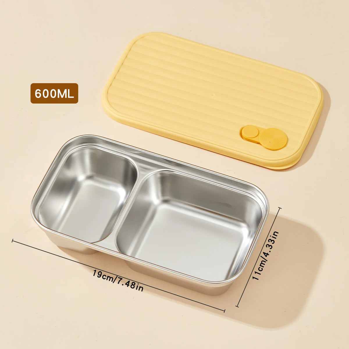304 Stainless Steel Lunch Box — 600ml & 650ml Bento