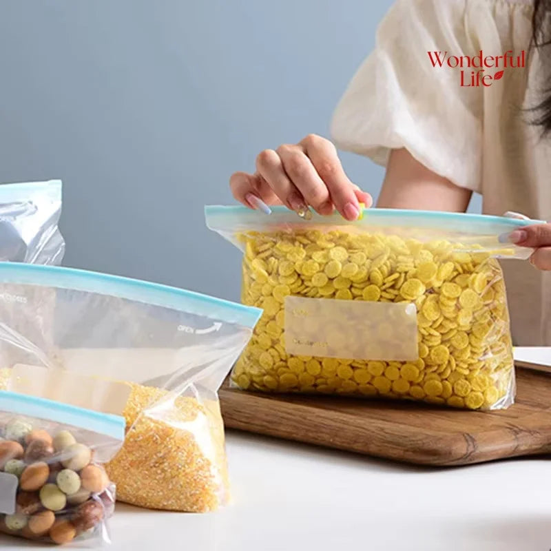 Reusable Food Storage Bags with Zip Lock — Leak-Proof & Food-Grade