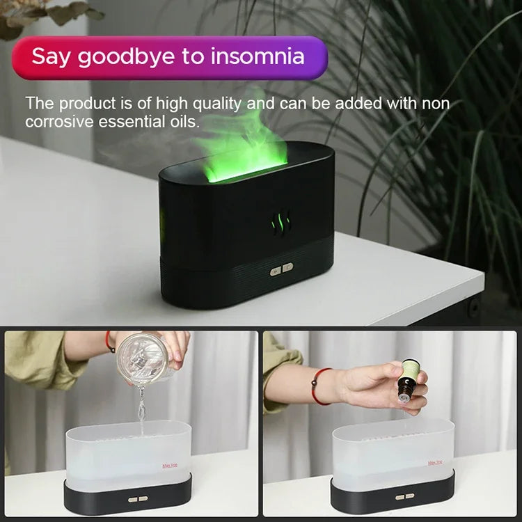 Flame-Effect Aroma Diffuser — 180ml, 7-Colour Light