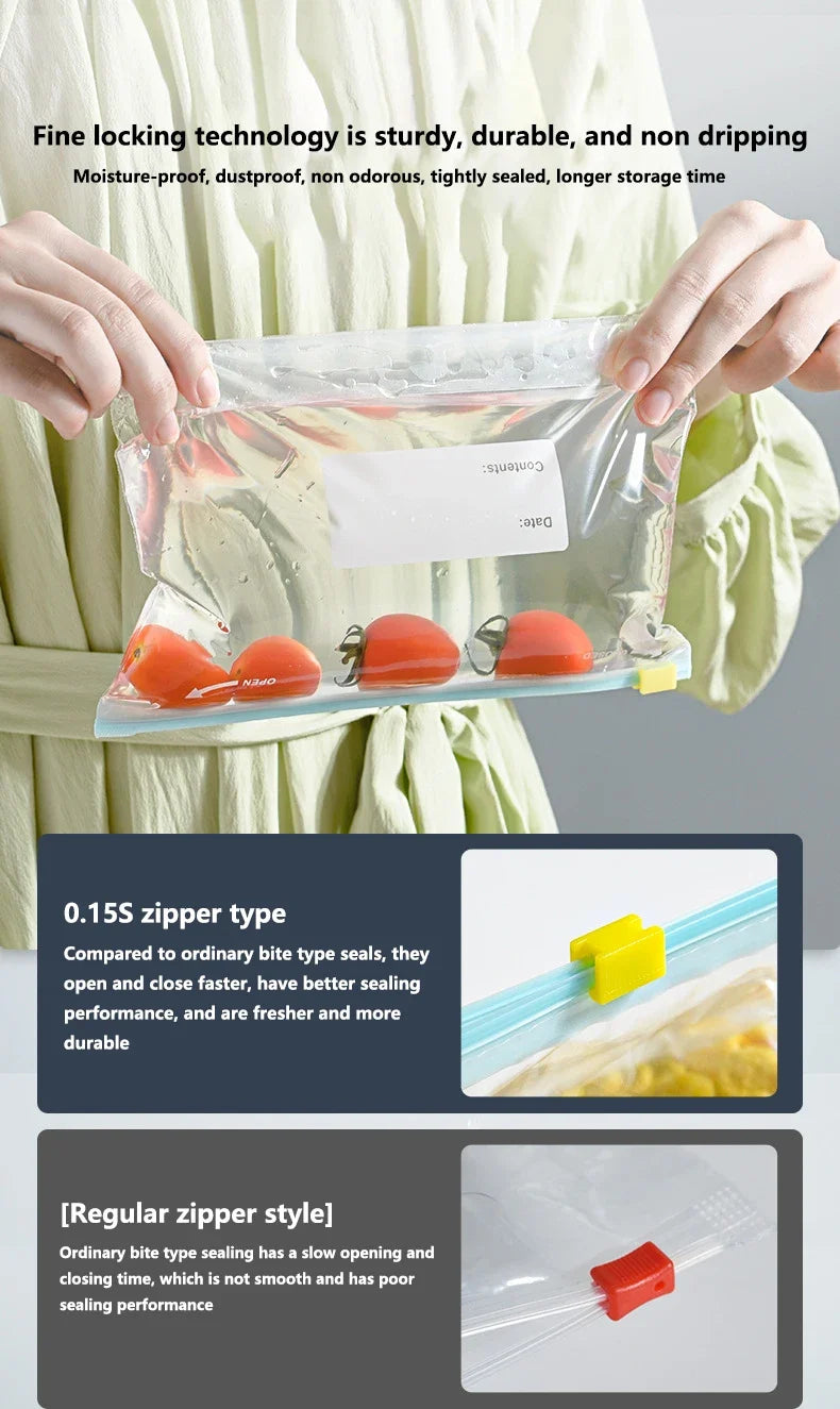 Reusable Food Storage Bags with Zip Lock — Leak-Proof & Food-Grade