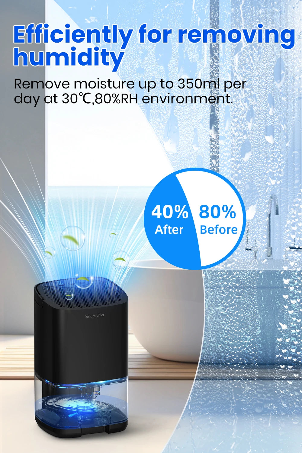 Portable 1L Dehumidifier — Quiet & Energy-Efficient