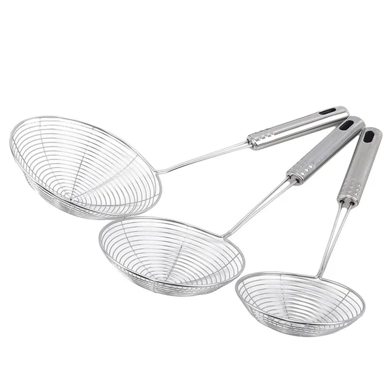 Stainless Steel Skimmer — Fine-Mesh Oil &amp; Food Strainer