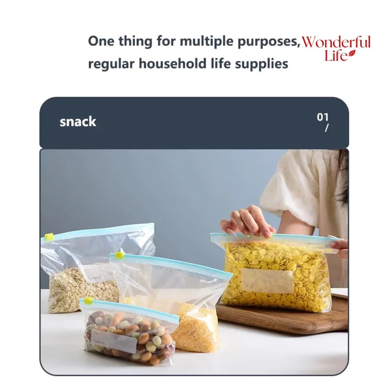 Reusable Food Storage Bags with Zip Lock — Leak-Proof & Food-Grade