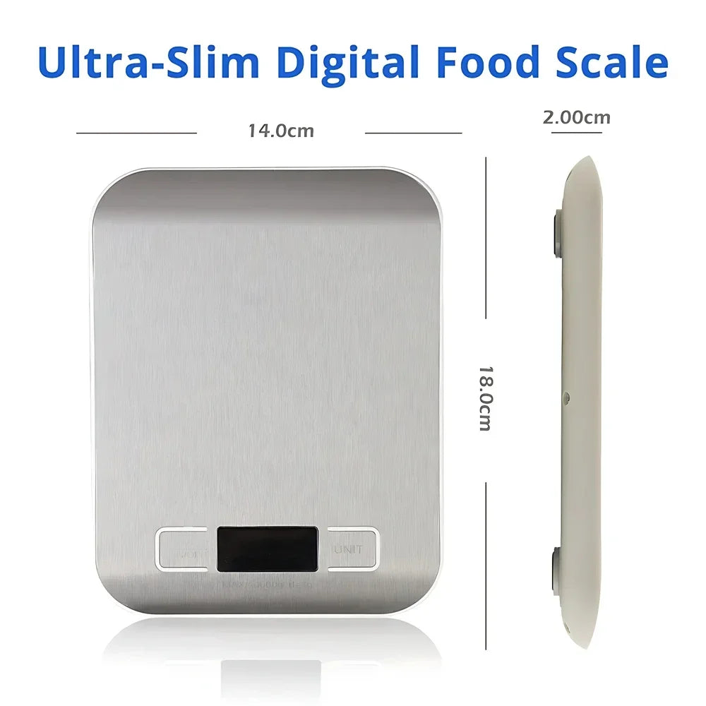 Stainless Steel Digital Kitchen Scale — 5kg Capacity, 1g Precision