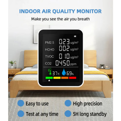 Multi-Sensor Indoor Air Quality Monitor — Clear LCD Display