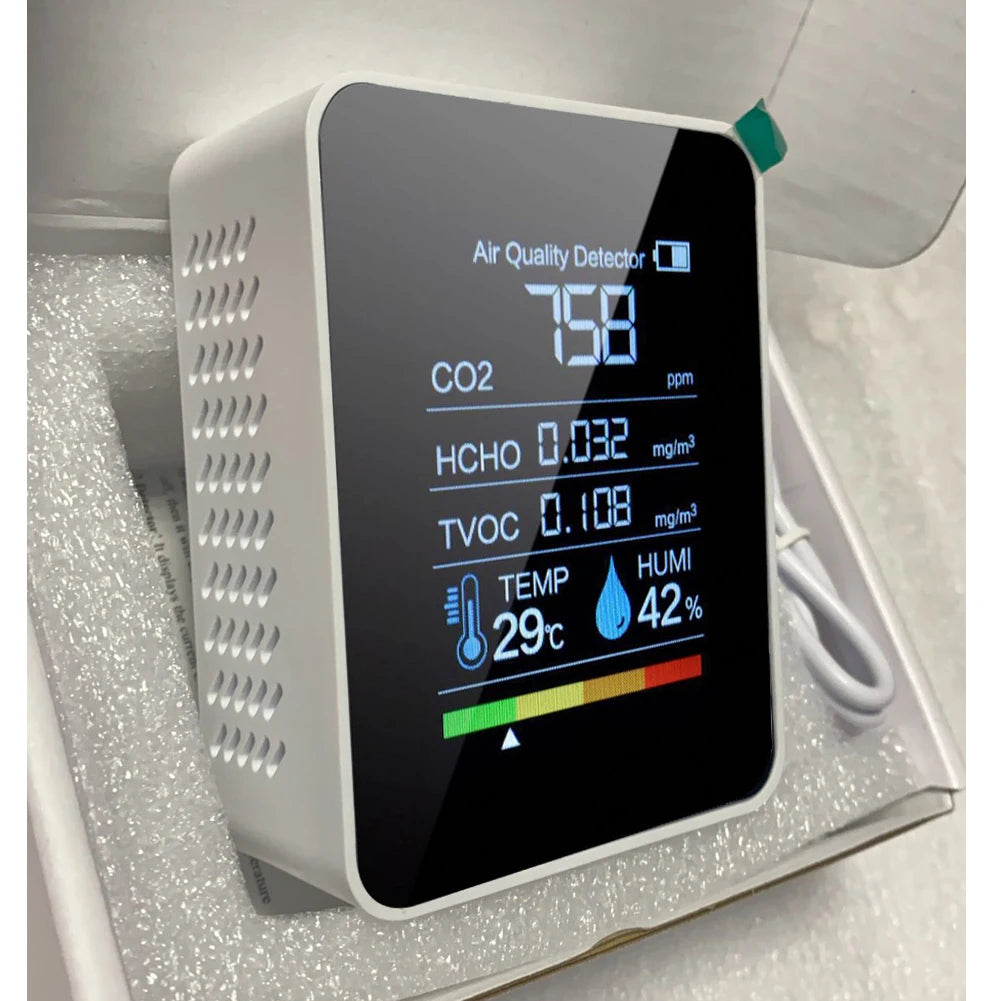 Multi-Sensor Indoor Air Quality Monitor — Clear LCD Display