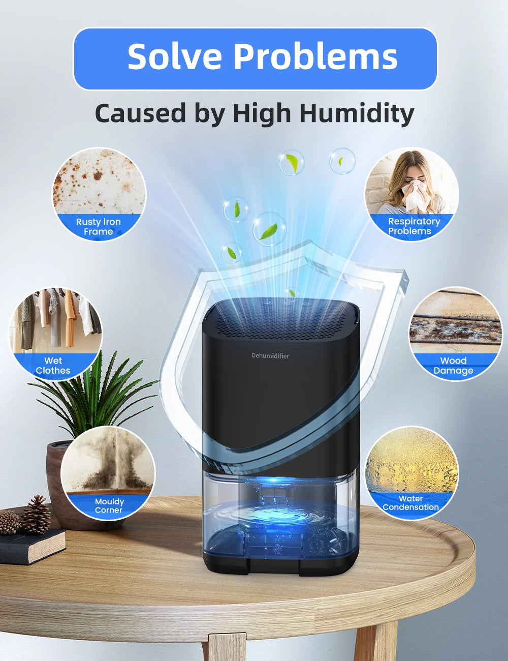 Portable 1L Dehumidifier — Quiet & Energy-Efficient