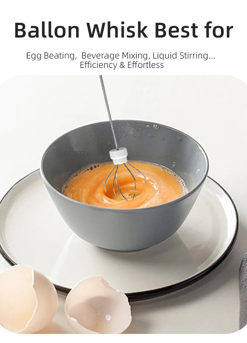 Rechargeable Electric Milk Frother — 3-Speed Handheld Whisk