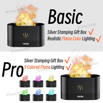 Flame-Effect Aroma Diffuser — 180ml, 7-Colour Light