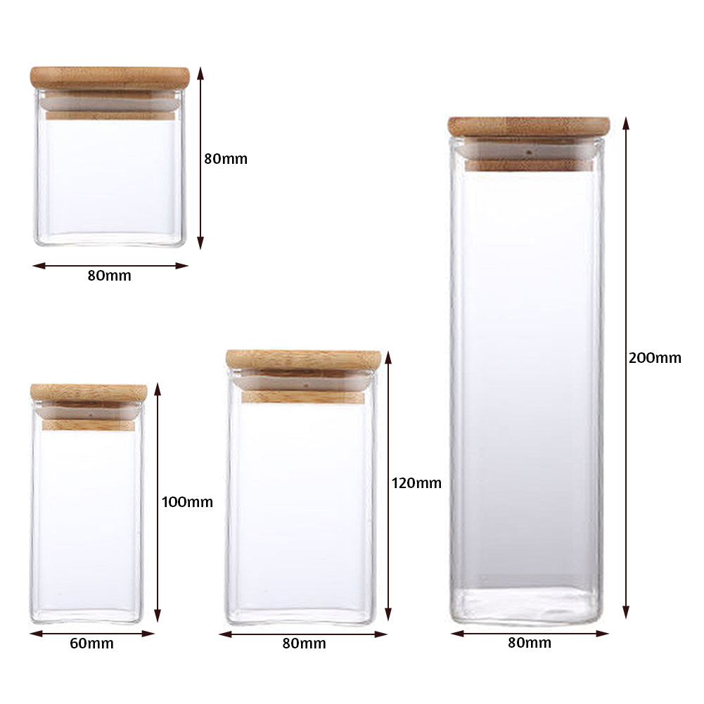 Airtight Glass Storage Jar with Wooden Lid