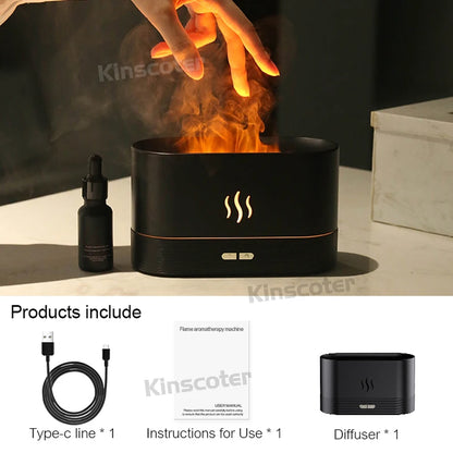 Flame-Effect Aroma Diffuser — 180ml, 7-Colour Light