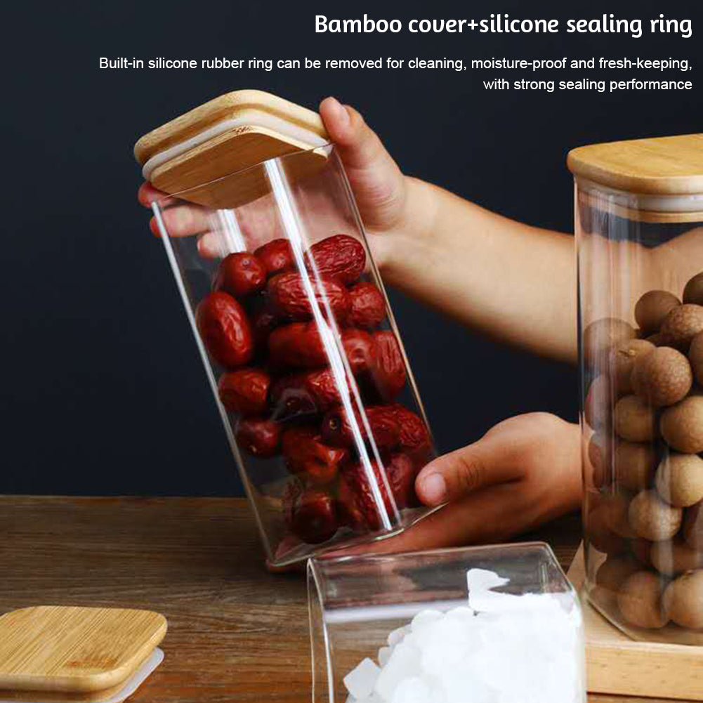 Airtight Glass Storage Jar with Wooden Lid