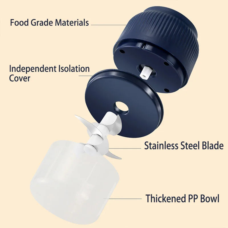 Mini Electric Food Chopper — USB Rechargeable Garlic &amp; Veg Crusher