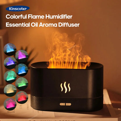 Flame-Effect Aroma Diffuser — 180ml, 7-Colour Light