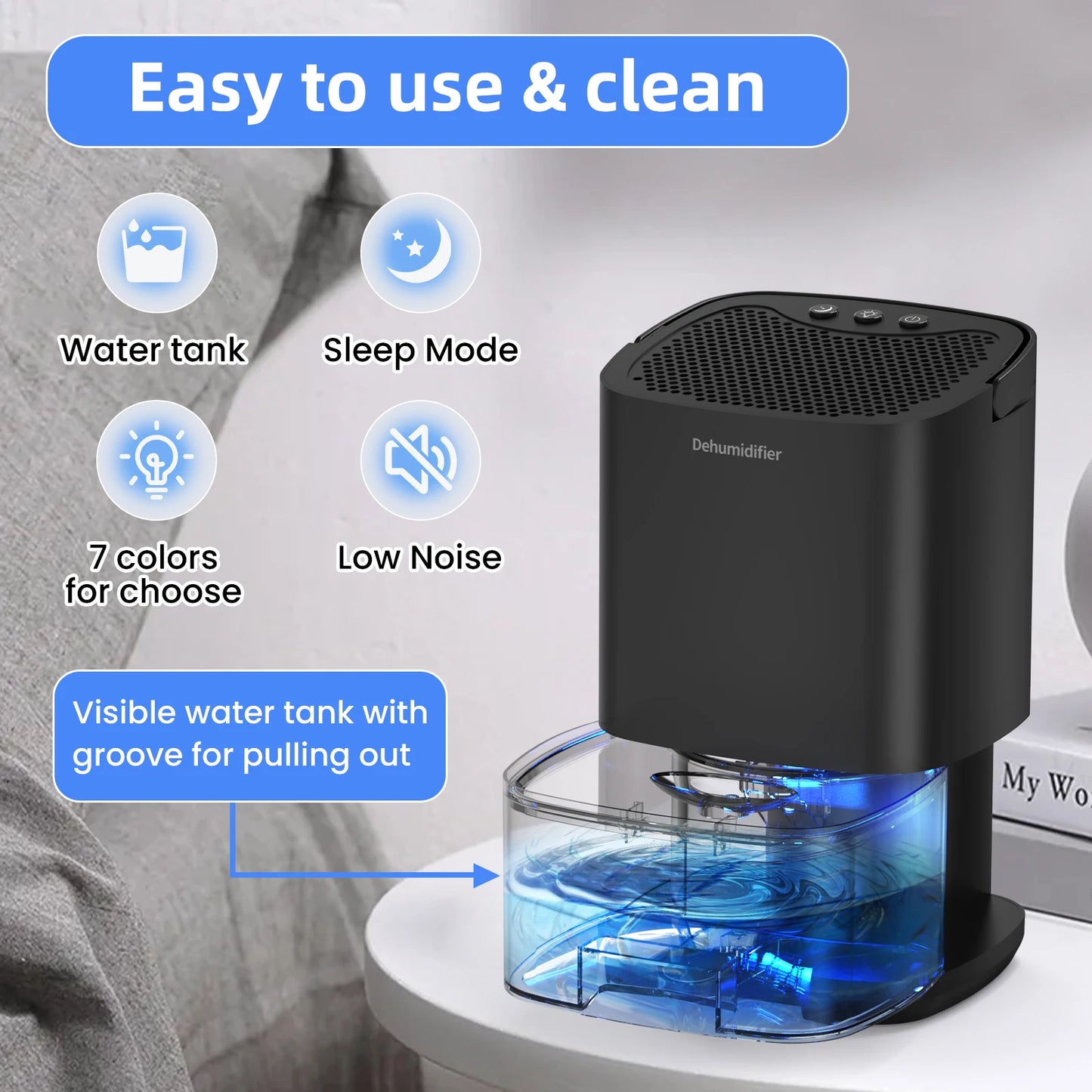 Portable 1L Dehumidifier — Quiet & Energy-Efficient