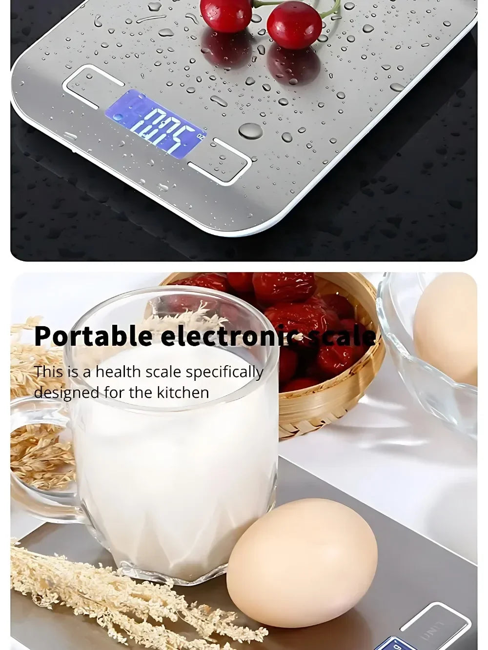 Stainless Steel Digital Kitchen Scale — 5kg Capacity, 1g Precision