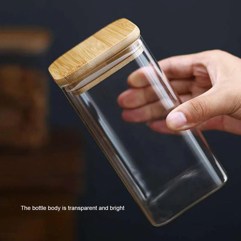 Airtight Glass Storage Jar with Wooden Lid